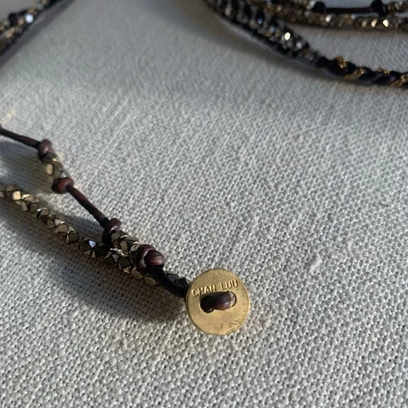 CHAN LUU beaded wrap bracelet leather with gold/silver tone nuggets NEW RARE - Picture 14 of 15